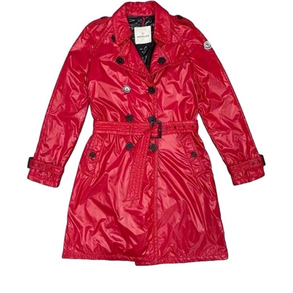 Moncler Shiny Red Belted Coat